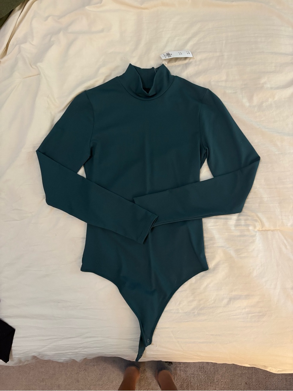 Abercrombie & Fitch Deep Teal Mock Neck Bodysuit